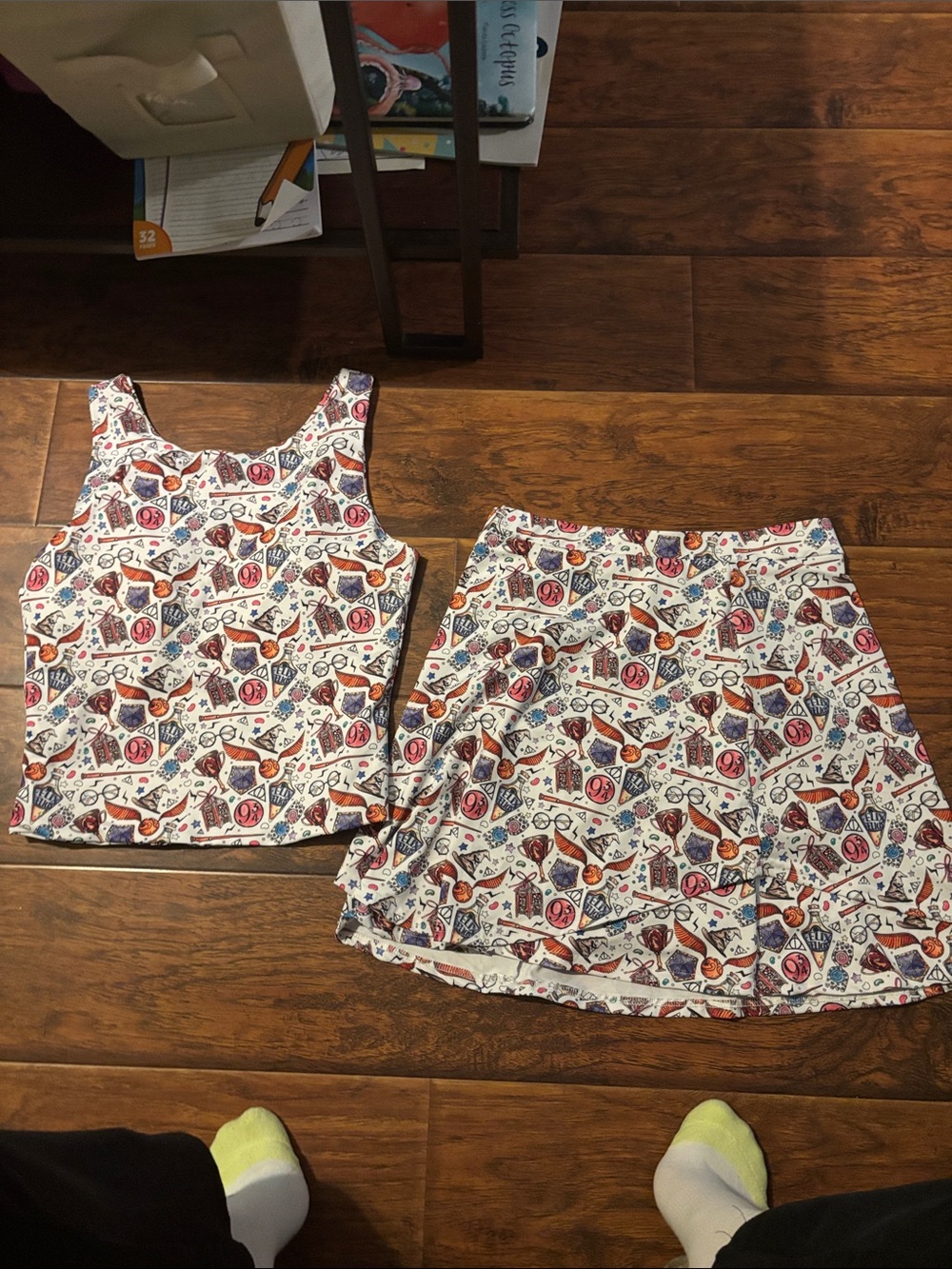 White Patterned Skort - Match with Tank Top Harry Potter